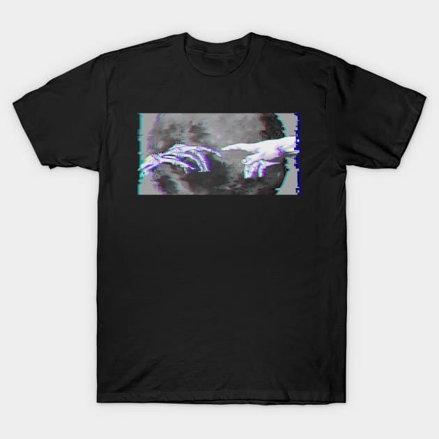 Hand Of Halloween Creation - Vaporwave Glitch Style T-Shirt by HappyGiftArt